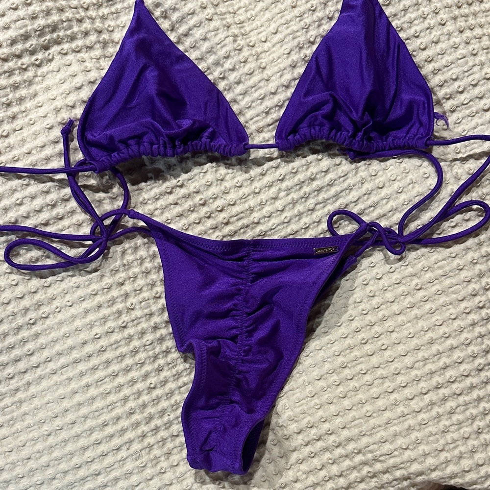 White Fox Boutique Purple Triangle String Bikini